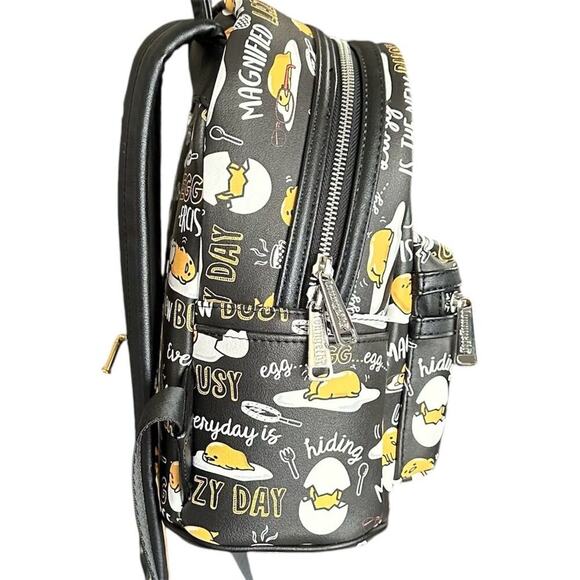Rare Sanrio‎ Gudetama x Loungefly Mini Backpack in black colorway. main image 5